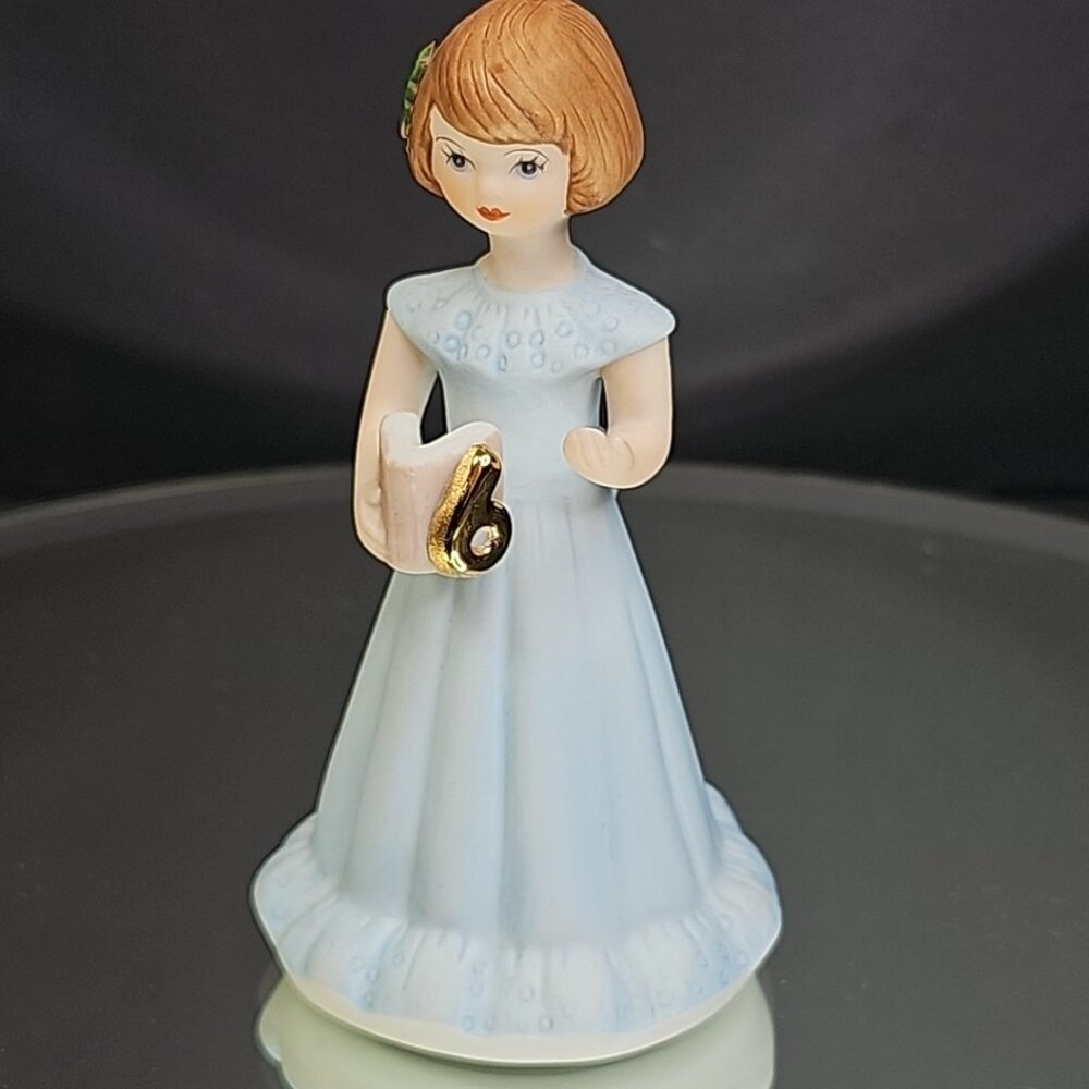 Enesco Growing Up Birthday Girls Figurine 6 Year Old Vintage 1982 Blonde Vintage